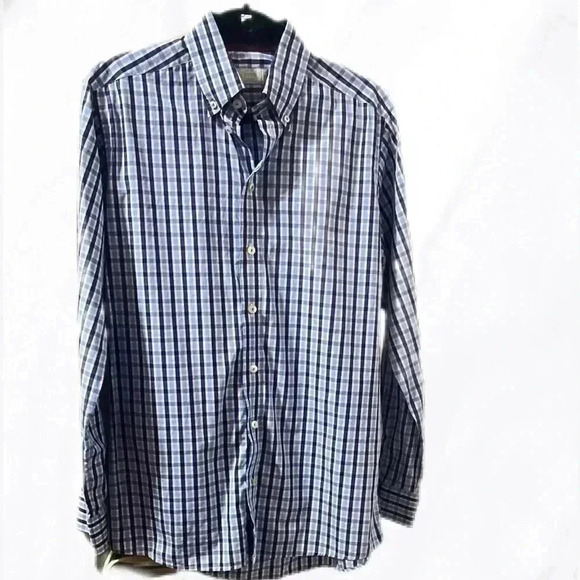 ETON contemporary classic collared blue striped long sleeve button up shirt 15.5 - Picture 2 of 4